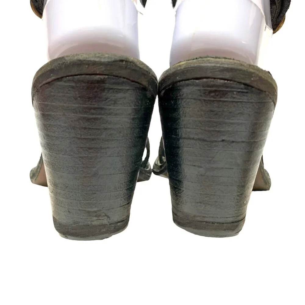 FIORENTINI + BAKER Black Suede Ankle Wrap Chunky Heel Sandals‎